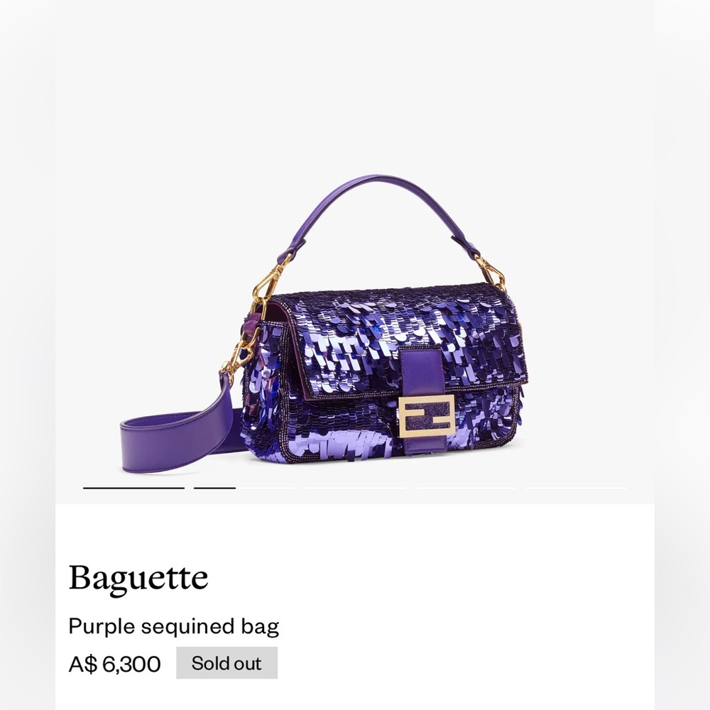BNIB Fendi Sequin Baguette-Purple Sex and City limited edition bag